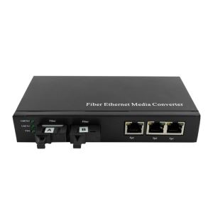 2 Serat dan 3 RJ45 Port Switch Fiber yang Tidak Dikendalikan, Penyambung SC